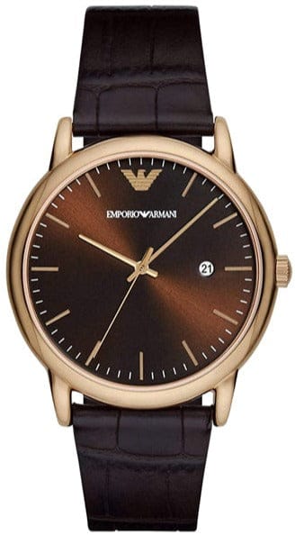 Emporio Armani Luigi Classic Brown Dial Brown Leather Strap Watch For Men - AR2503