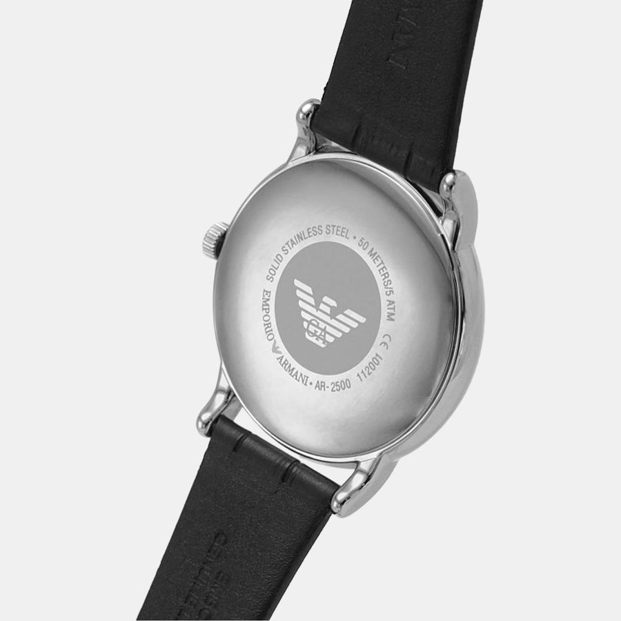 Emporio Armani Luigi Quartz Black Dial Black Leather Strap Watch For Men - AR2500