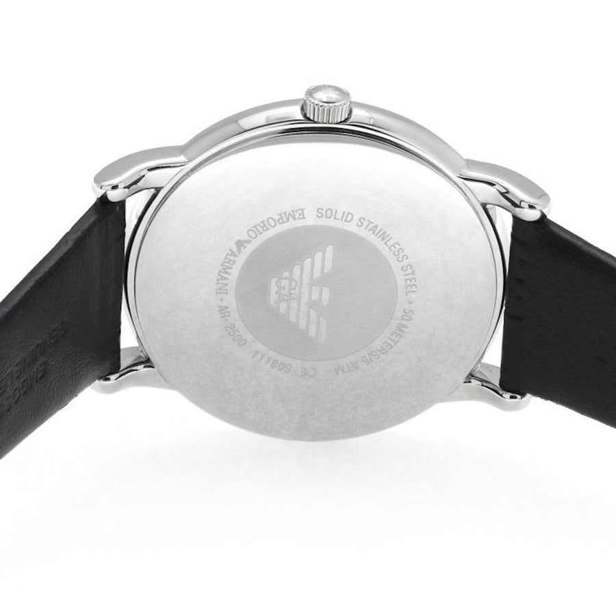 Emporio Armani Luigi Quartz Black Dial Black Leather Strap Watch For Men - AR2500