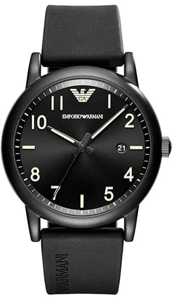 Emporio Armani Luigi Quartz Black Dial Black Silicon Strap Watch For Men - AR11071