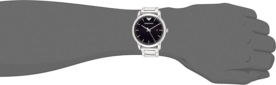 Emporio Armani Luigi Quartz Black Dial Silver Steel Strap Watch For Men - AR2499