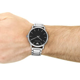 Emporio Armani Luigi Quartz Black Dial Silver Steel Strap Watch For Men - AR2499