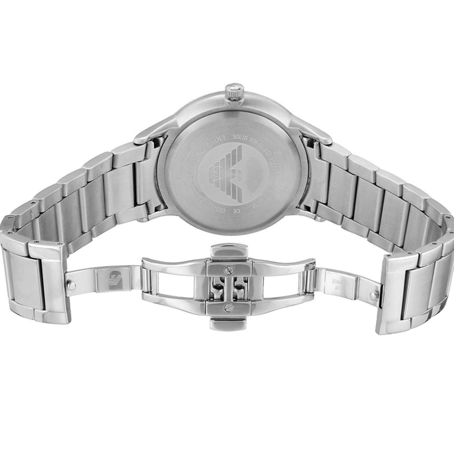 Emporio Armani Luigi Quartz Black Dial Silver Steel Strap Watch For Men - AR2499
