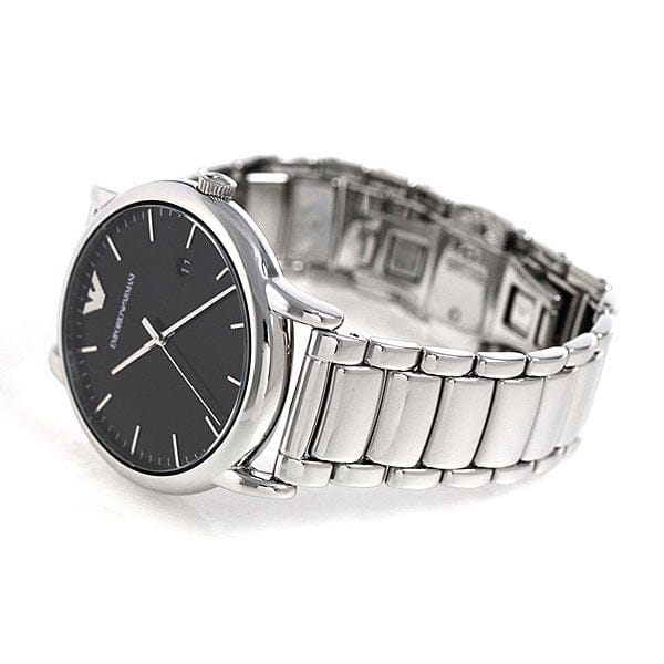 Emporio Armani Luigi Quartz Black Dial Silver Steel Strap Watch For Men - AR2499