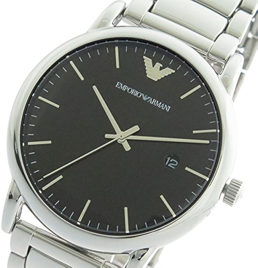 Emporio Armani Luigi Quartz Black Dial Silver Steel Strap Watch For Men - AR2499