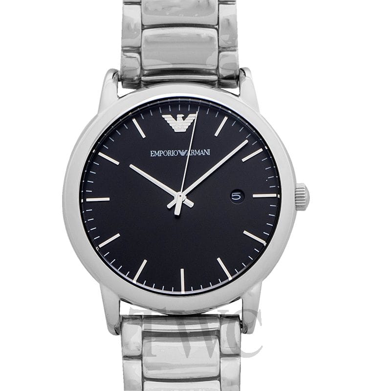 Emporio Armani Luigi Quartz Black Dial Silver Steel Strap Watch For Men - AR2499