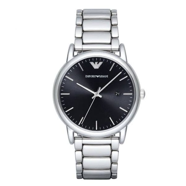 Emporio Armani Luigi Quartz Black Dial Silver Steel Strap Watch For Men - AR2499