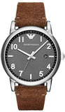 Emporio Armani Luigi Quartz Gray Dial Brown Leather Strap Watch For Men - AR11070