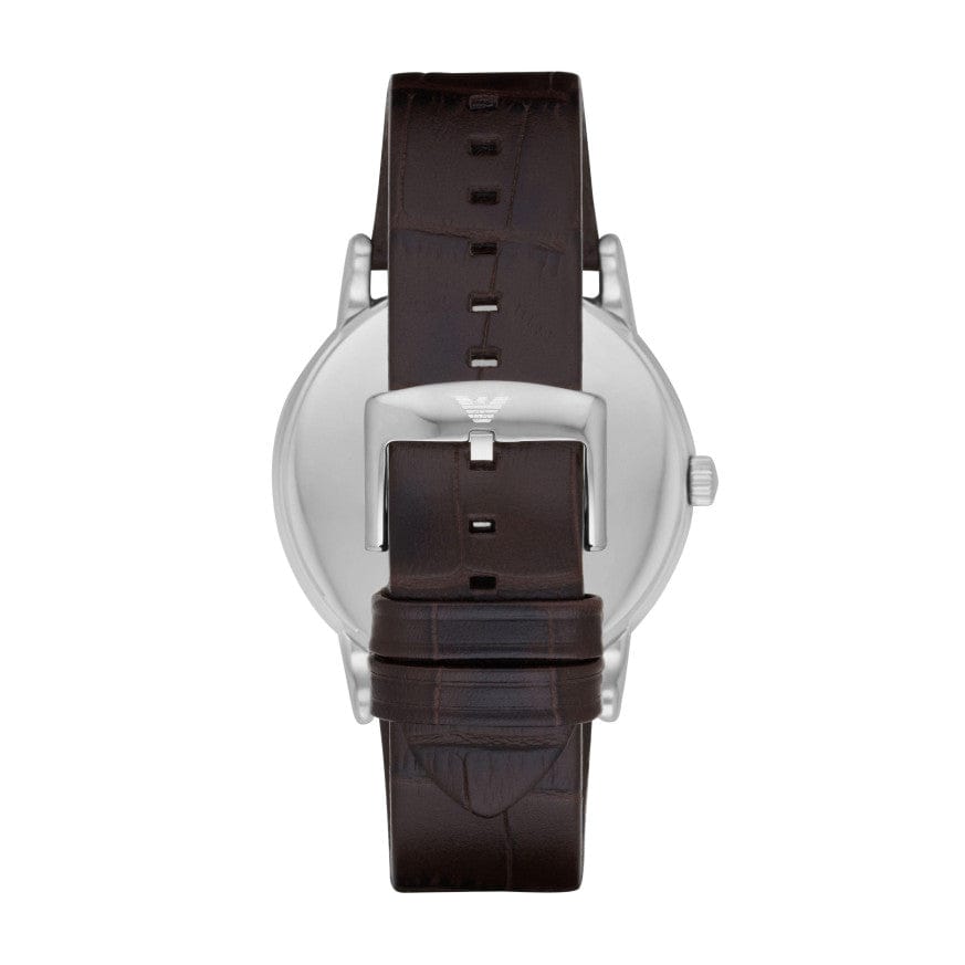 Emporio Armani Luigi Quartz Gray Dial Brown Leather Strap Watch For Men - AR1996