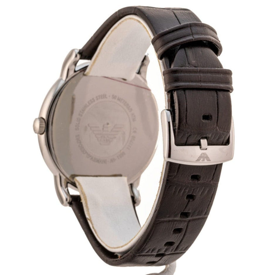 Emporio Armani Luigi Quartz Gray Dial Brown Leather Strap Watch For Men - AR1996
