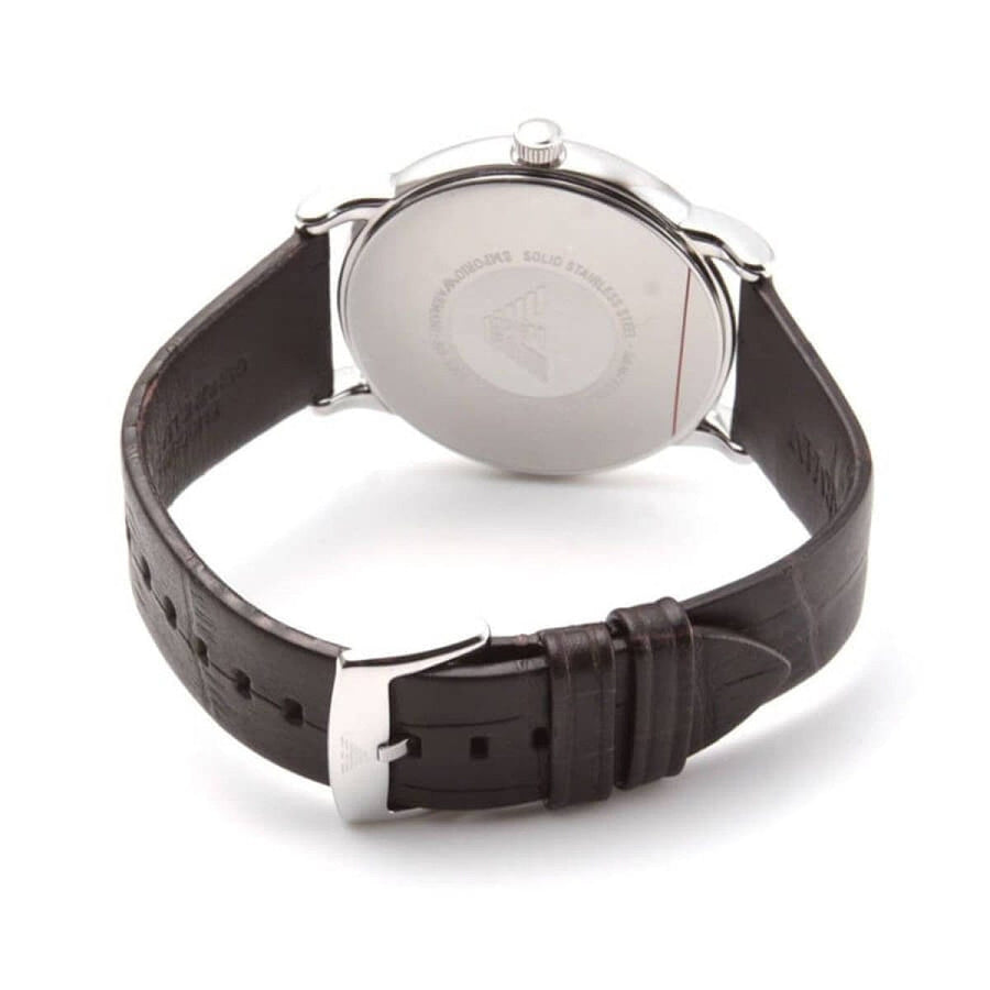 Emporio Armani Luigi Quartz Gray Dial Brown Leather Strap Watch For Men - AR1996