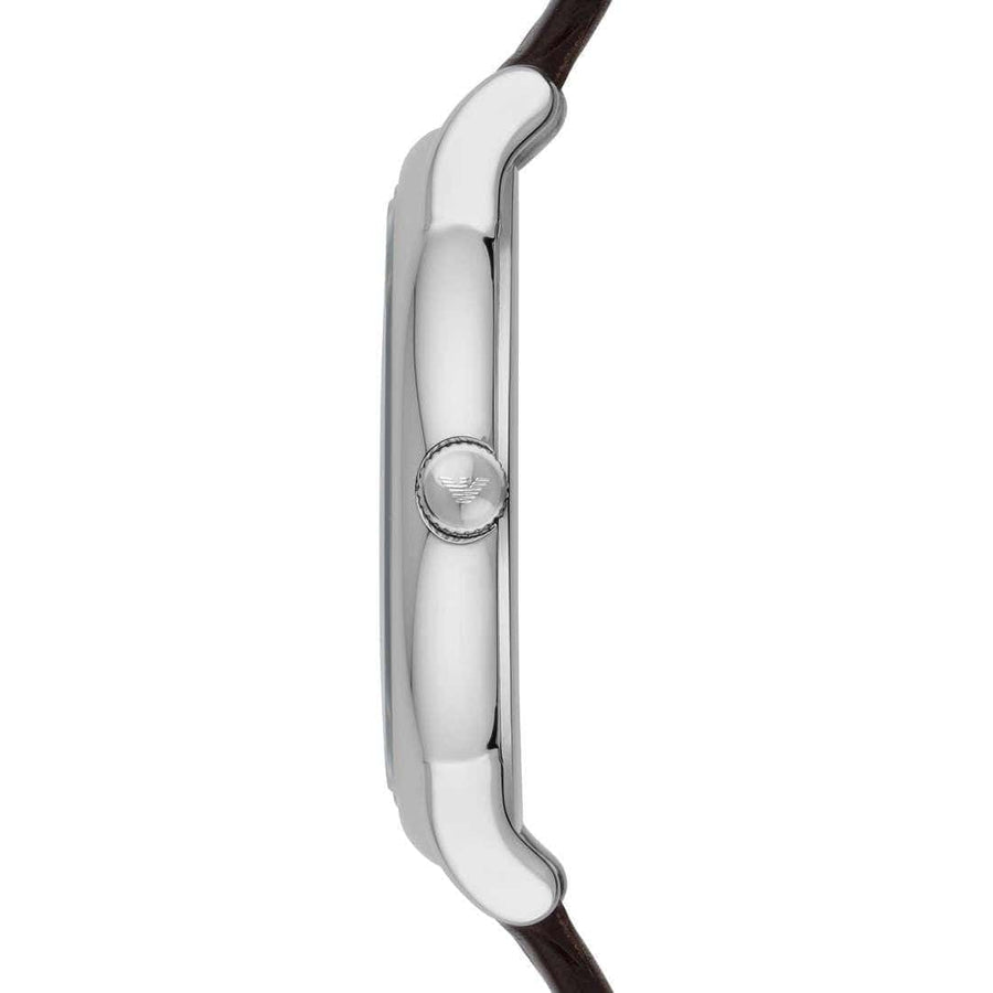 Emporio Armani Luigi Quartz Gray Dial Brown Leather Strap Watch For Men - AR1996