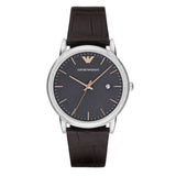 Emporio Armani Luigi Quartz Gray Dial Brown Leather Strap Watch For Men - AR1996