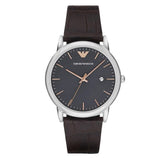 Emporio Armani Luigi Quartz Gray Dial Brown Leather Strap Watch For Men - AR1996