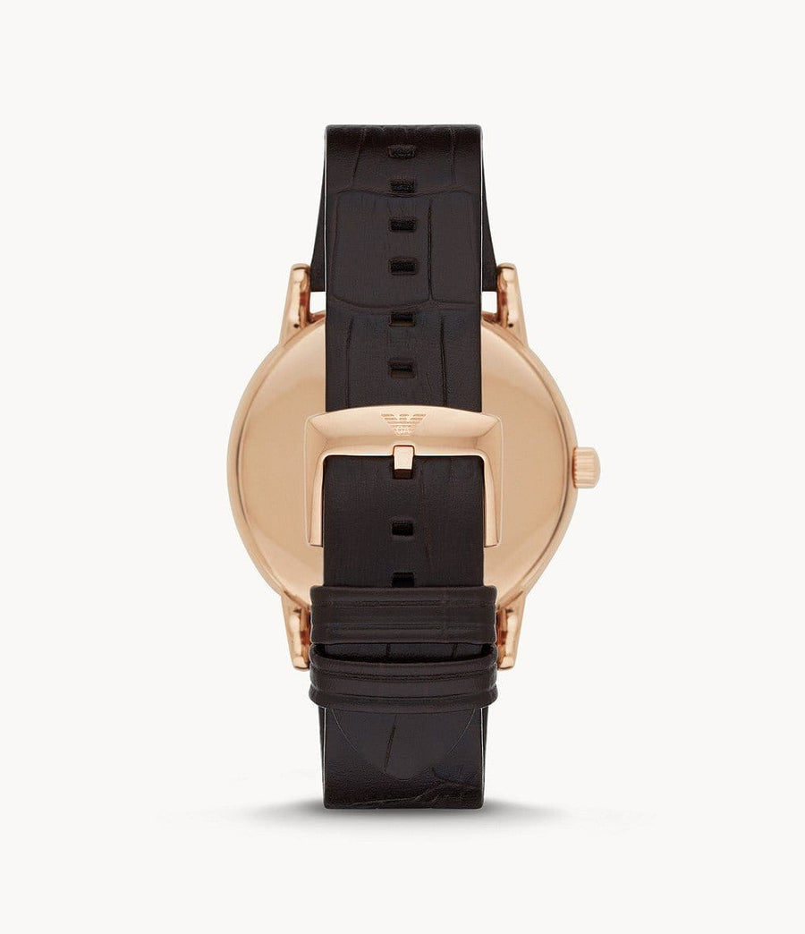 Emporio Armani Luigi White Dial Brown Leather Strap Watch For Men - AR2502