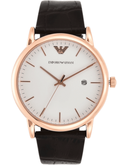 Emporio Armani Luigi White Dial Brown Leather Strap Watch For Men - AR2502