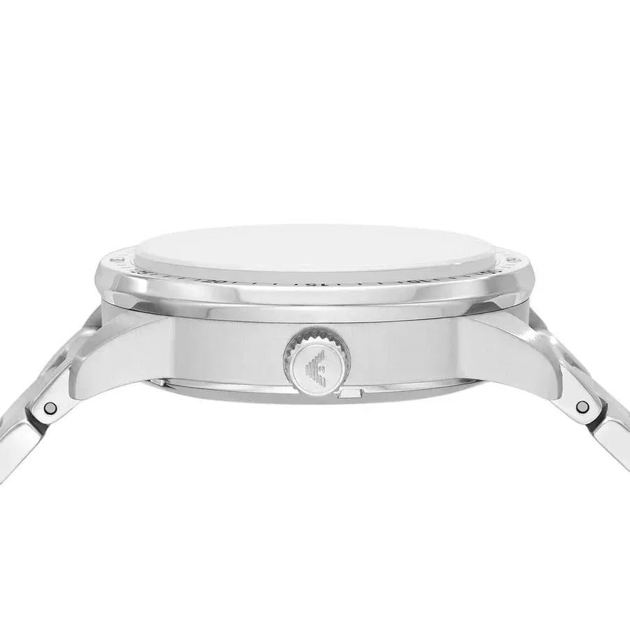 Emporio Armani Mario Chronograph Automatic Blue Dial Silver Steel Strap Watch For Men - AR60052