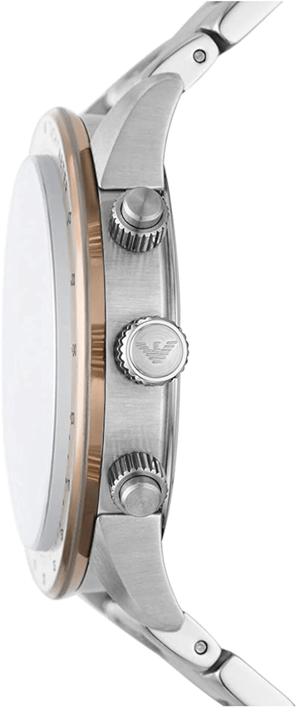 Emporio Armani Mario Chronograph Beige Dial Silver Steel Strap Watch For Men - AR11352