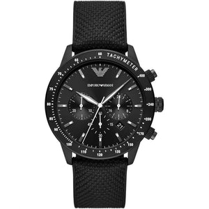 Emporio Armani Mario Chronograph Quartz Black Dial Black Nylon Strap Watch For Men - AR11453