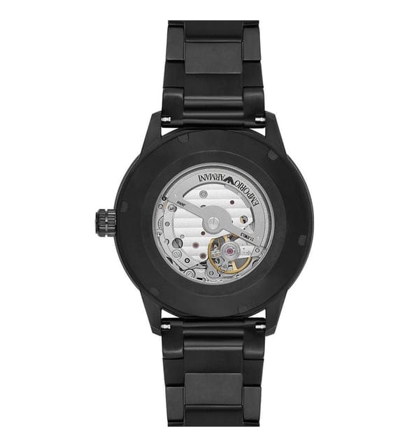 Emporio Armani Meccanico Automatic Black Dial Black Steel Strap Watch For Men - AR60054