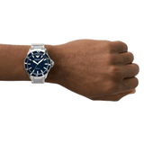 Emporio Armani Meccanico Automatic Blue Dial Silver Steel Strap Watch For Men - AR60059