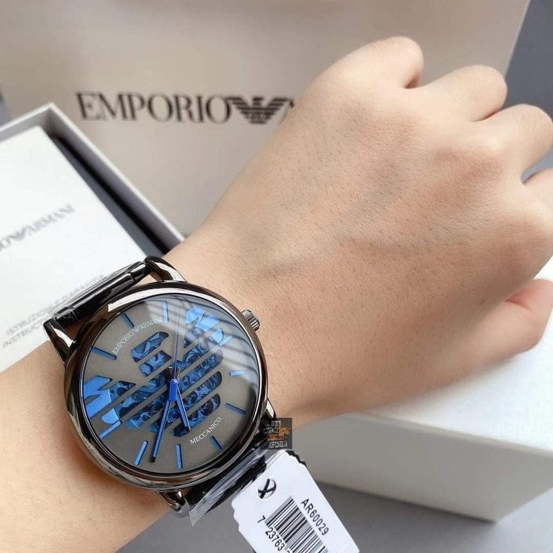 Emporio Armani Meccanico Automatic Grey Dial Grey Steel Strap Watch For Men - AR60029