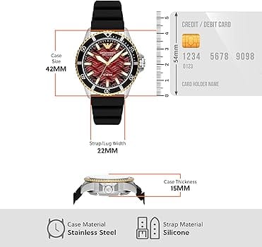Emporio Armani Meccanico Automatic Red Dial Black Silicon Strap Watch For Men - AR60070