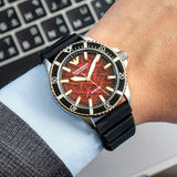 Emporio Armani Meccanico Automatic Red Dial Black Silicon Strap Watch For Men - AR60070