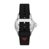 Emporio Armani Meccanico Automatic Red Dial Black Silicon Strap Watch For Men - AR60070