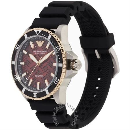 Emporio Armani Meccanico Automatic Red Dial Black Silicon Strap Watch For Men - AR60070