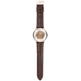 Emporio Armani Meccanico Automatic Silver Dial Brown Leather Strap Watch For Men - AR60039