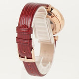 Emporio Armani Meccanico Automatic Silver Dial Burgundy Leather Strap Watch For Women - AR60044