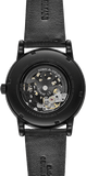 Emporio Armani Meccanico Automatic Skeleton Dial Black Leather Strap Watch For Men - AR60008