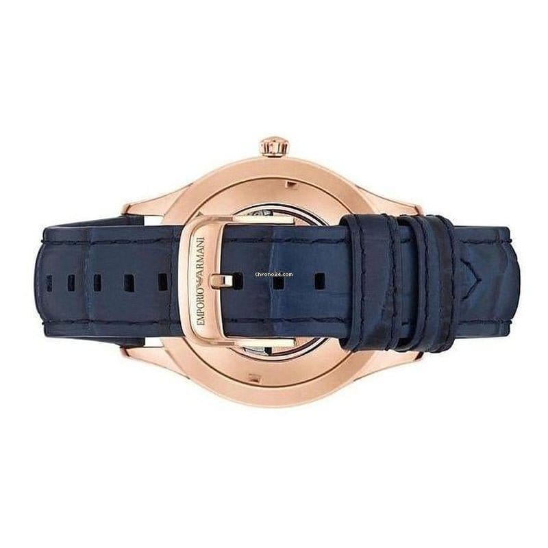 Emporio Armani Meccanico Automatic White Dial Blue Leather Strap Watch For Men - AR1947