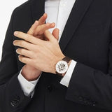 Emporio Armani Meccanico Automatic White Dial Brown Leather Strap Watch For Men - AR60027