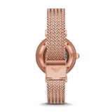 Emporio Armani Meccanico Automatic White Dial Rose Gold Mesh Strap Watch For Women - AR60063