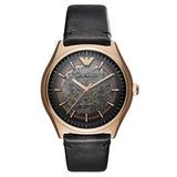 Emporio Armani Meccanico Black Dial Black Leather Watch For Men - AR60004