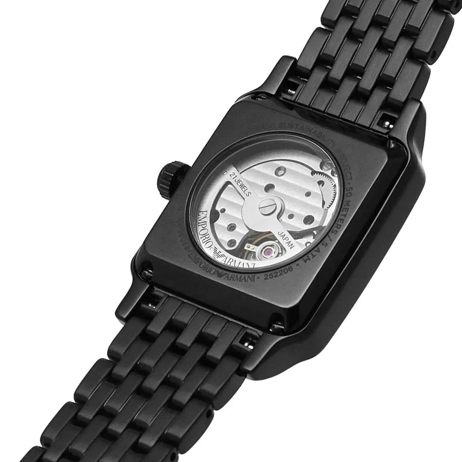 Emporio Armani Meccanico Black Dial Black Steel Strap Watch For Men - AR60058