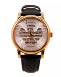 Emporio Armani Meccanico Skeleton Silver Dial Black Leather Strap Watch For Men - AR60031