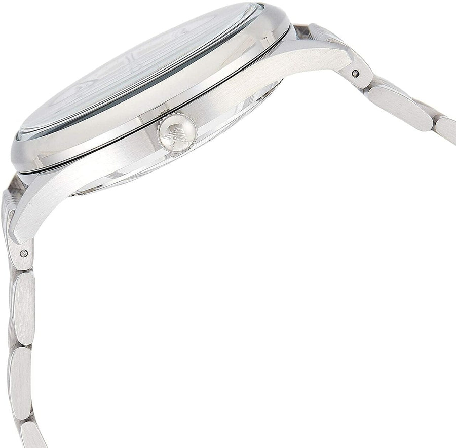 Emporio Armani Meccanico Skeleton Silver Dial Silver Steel Strap Watch For Men - AR1945