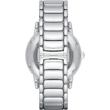 Emporio Armani Meccanico Skeleton Silver Dial Silver Steel Strap Watch For Men - AR1980