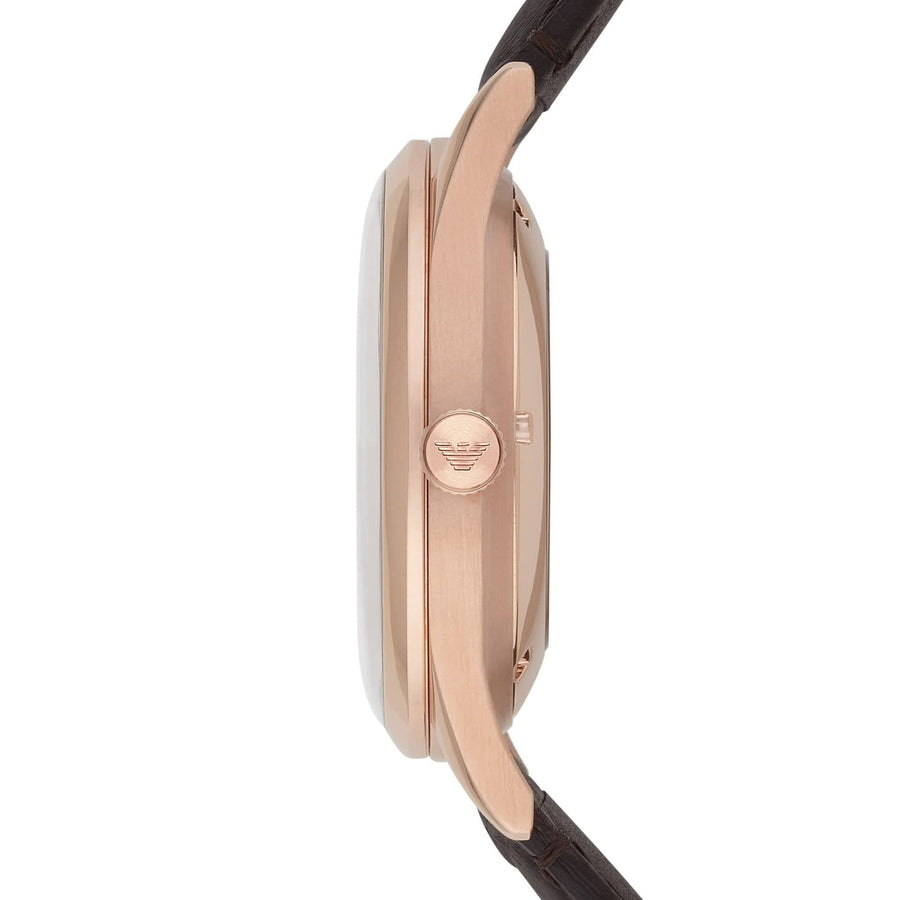 Emporio Armani Meccanico White Dial Brown Leather Strap Watch For Men - AR1920