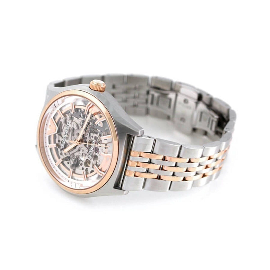 Emporio Armani Meccanico White Dial Two Tone Stainless Steel Watch For Men - AR60002