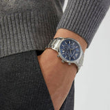 Emporio Armani Renato Chronograph Blue Dial Silver Steel Strap Watch For Men - AR2448