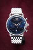 Emporio Armani Aviator Chronograph Blue Dial Silver Steel Strap Watch For Men - AR11238