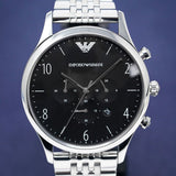 Emporio Armani Beta Chronograph Black Dial Steel Strap Watch For Men - AR1863