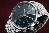 Emporio Armani Gianni Chronograph Blue Dial Silver Steel Strap Watch For Men - AR80013