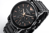 Emporio Armani Luigi Ceramic Chronograph Black Dial Black Strap Watch For Men - AR1509