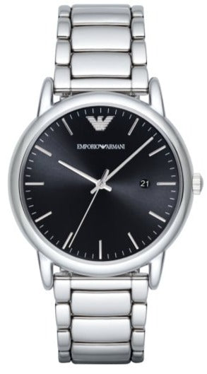 Emporio Armani Luigi Quartz Black Dial Silver Steel Strap Watch For Men - AR2499