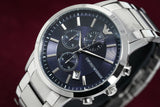 Emporio Armani Renato Chronograph Blue Dial Silver Steel Strap Watch For Men - AR11164